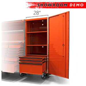 Tool Vault 28" XL 3 Drawer Side Cabinet w/ Spring Loaded Casters (SHOWROOM DEMO: Orange)