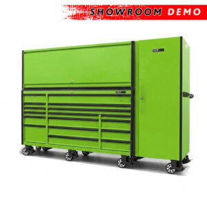 Tool Vault Elite 72" 20 Drawer Roller Cabinet w/ Hutch and Side Locker (SHOWROOM DEMO - LIME GREEN)